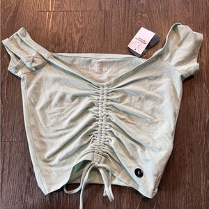 Hollister Light Mint Ruched Tie-Front Crop Top